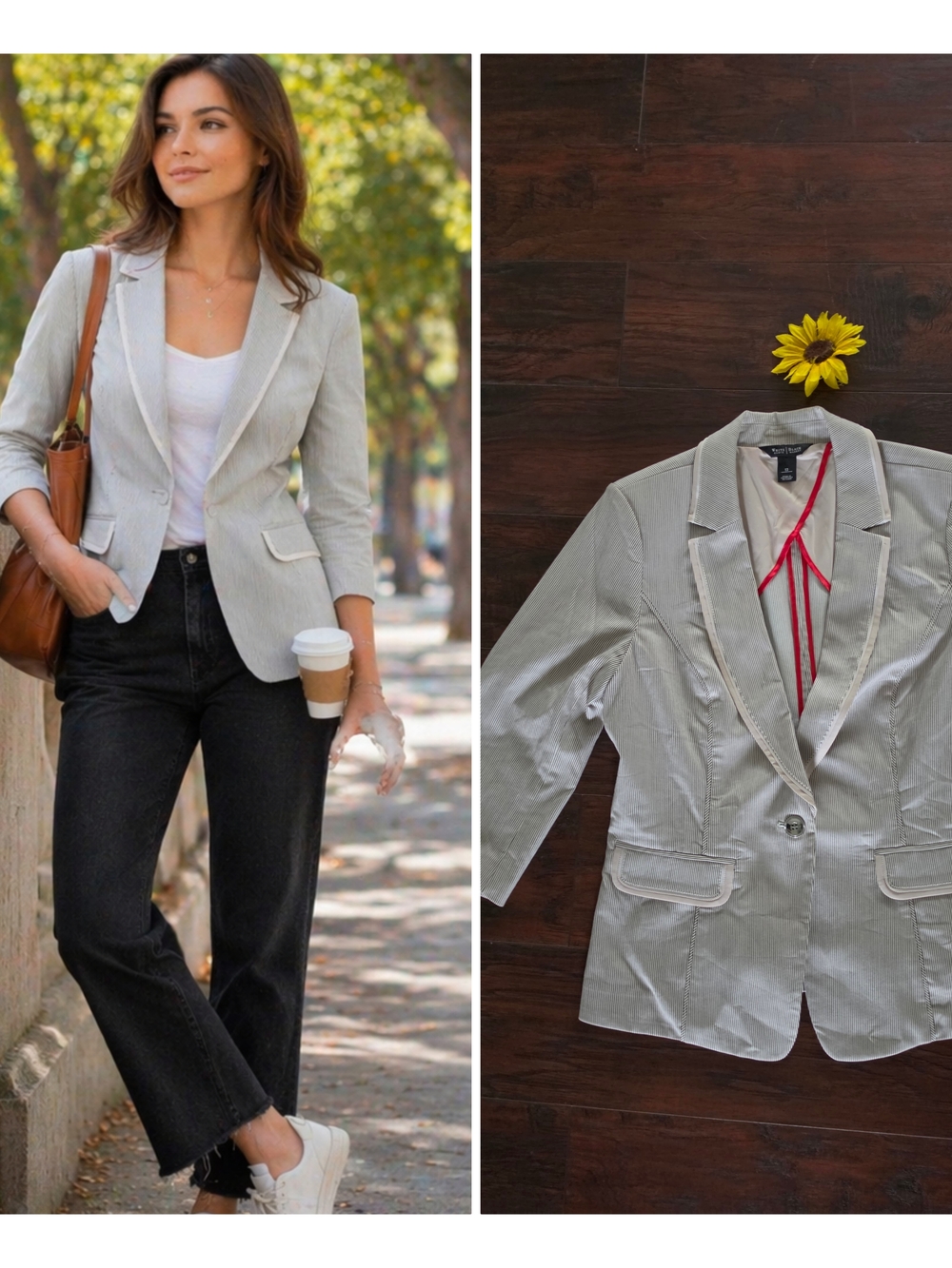White House Black Market Light Gray Tailored Blazer